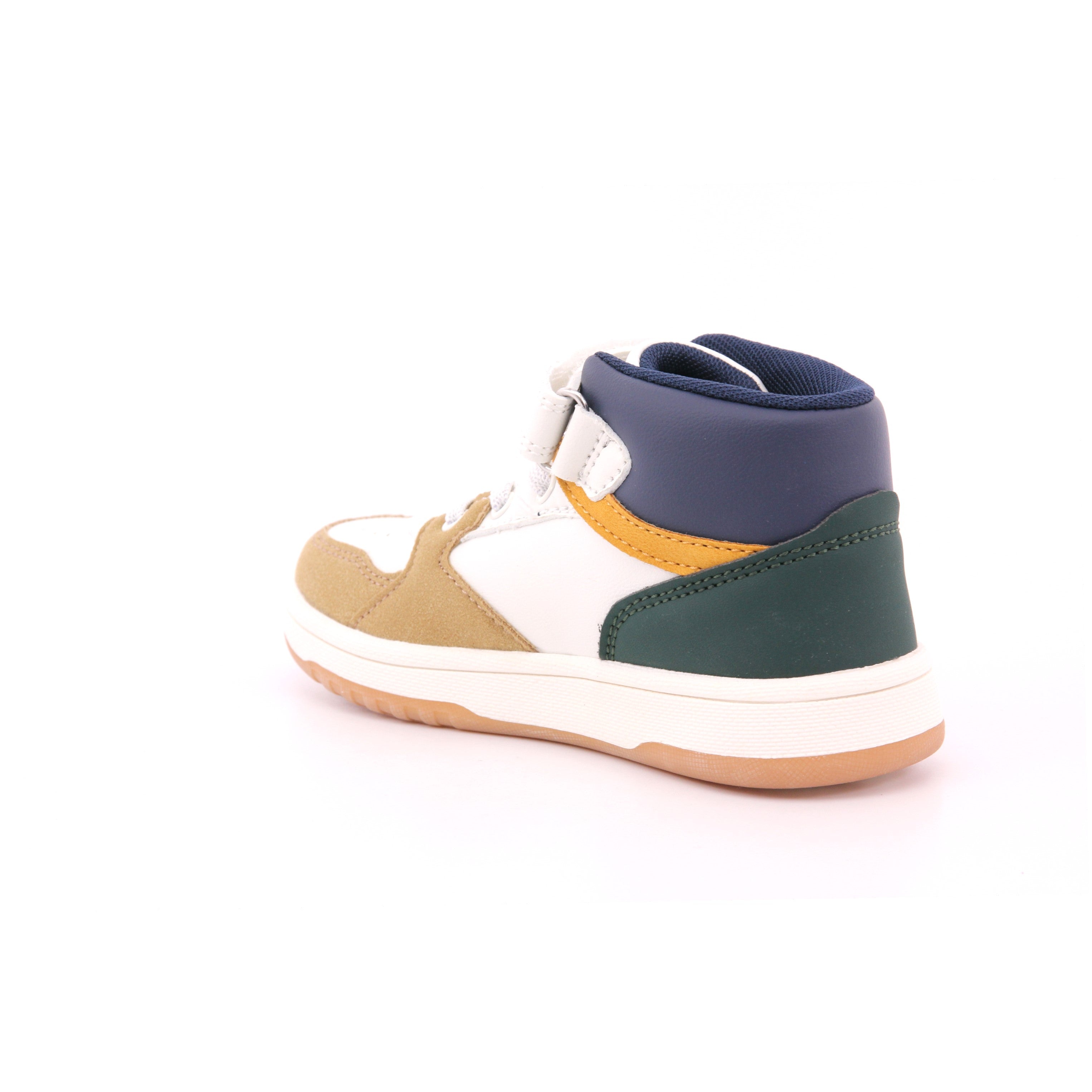 SNEAKER ALTA LACCI/VELCRO BEIGE/OFF WHITE/BLU