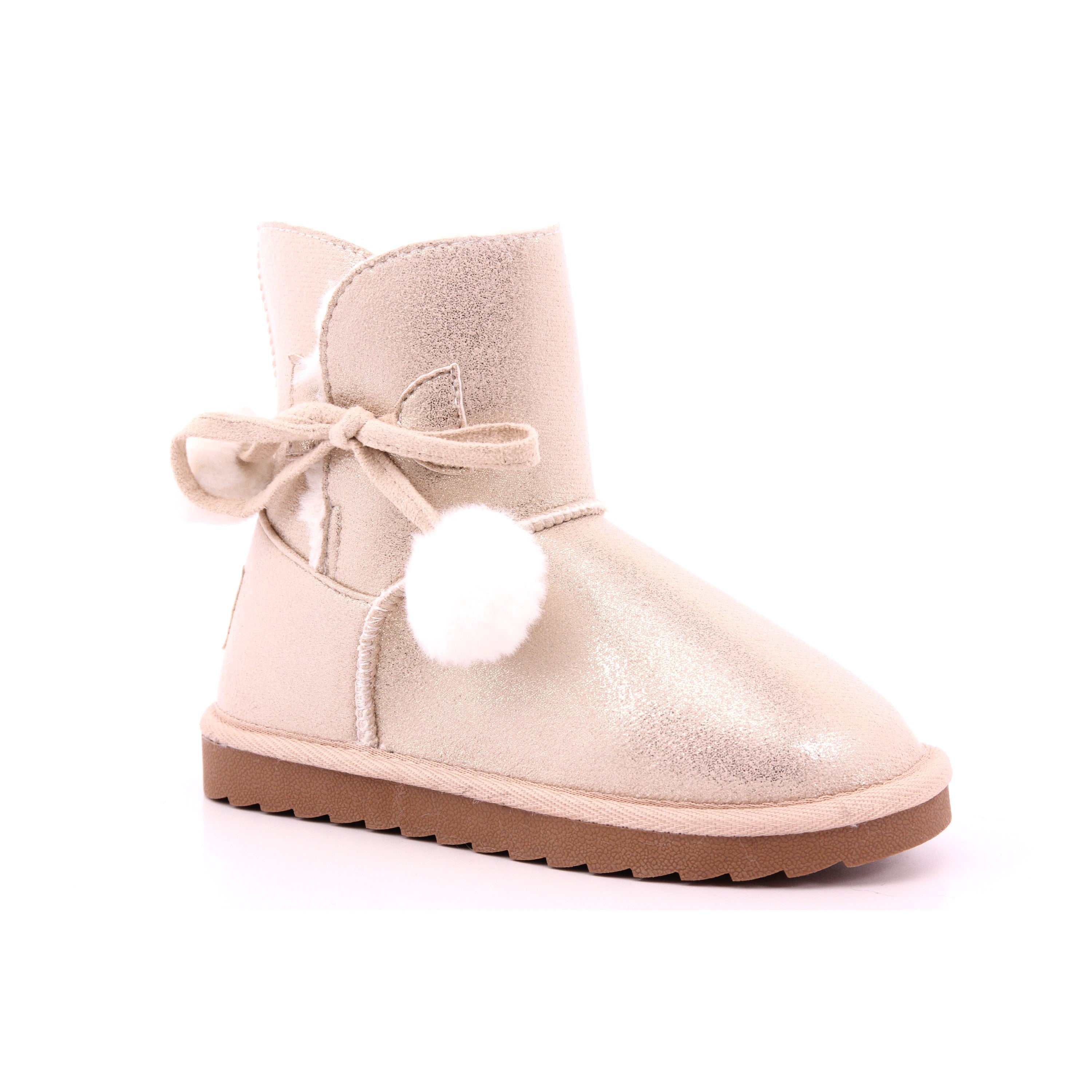 BOTA POMPONES MAT BEIGE