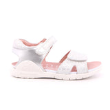SANDALIA ESTAMPADA METALCRI PLATA Y BLANCO