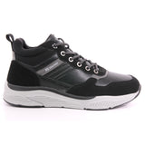 BLACK PU COMBINED MEN ANKLE BOOTS