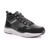 BLACK PU COMBINED MEN ANKLE BOOTS