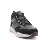 BLACK PU COMBINED MEN ANKLE BOOTS