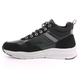 BLACK PU COMBINED MEN ANKLE BOOTS