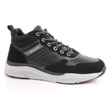 BLACK PU COMBINED MEN ANKLE BOOTS