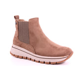 TAUPE MICROFIBER LADIES ANKLE BOOTS