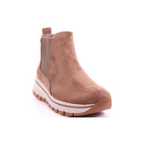 TAUPE MICROFIBER LADIES ANKLE BOOTS