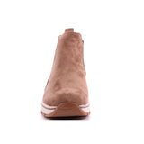 TAUPE MICROFIBER LADIES ANKLE BOOTS