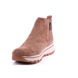 TAUPE MICROFIBER LADIES ANKLE BOOTS