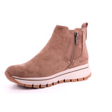 TAUPE MICROFIBER LADIES ANKLE BOOTS