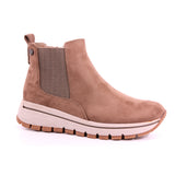 TAUPE MICROFIBER LADIES ANKLE BOOTS