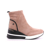 TAUPE MICROFIBER LADIES ANKLE BOOTS