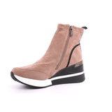 TAUPE MICROFIBER LADIES ANKLE BOOTS