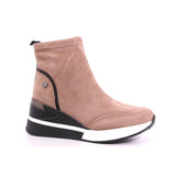 TAUPE MICROFIBER LADIES ANKLE BOOTS
