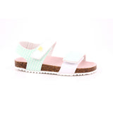 SANDALIA BIO ESTAMPADO CHAMPION BLANCO Y AQUA