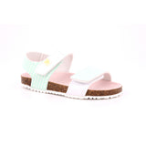 SANDALIA BIO ESTAMPADO CHAMPION BLANCO Y AQUA