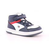 SNEAKER ALTA LACCI/VELCRO BLU/BIANCO