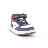 SNEAKER ALTA LACCI/VELCRO BLU/BIANCO