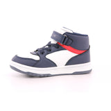 SNEAKER ALTA LACCI/VELCRO BLU/BIANCO