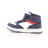 SNEAKER ALTA LACCI/VELCRO BLU/BIANCO