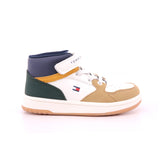 SNEAKER ALTA LACCI/VELCRO BEIGE/OFF WHITE/BLU