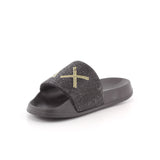 GIRL'S SLIPPERS LOGO STRASS 11 NERO