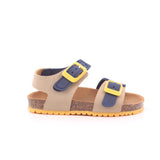 SANDALIA BIO BASICO MAT BEIGE Y AZUL MARINO