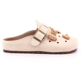 BEIGE MICROFIBER LADIES SHOES