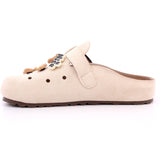 BEIGE MICROFIBER LADIES SHOES